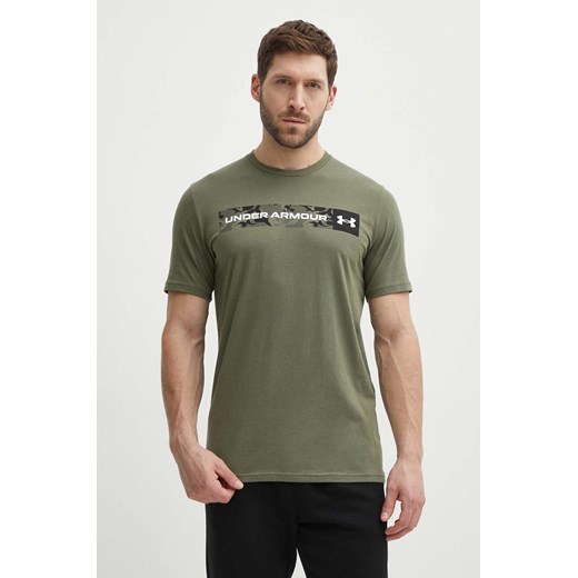 Under Armour t-shirt męski kolor zielony z nadrukiem 1376830 ze sklepu ANSWEAR.com w kategorii T-shirty męskie - zdjęcie 171535367