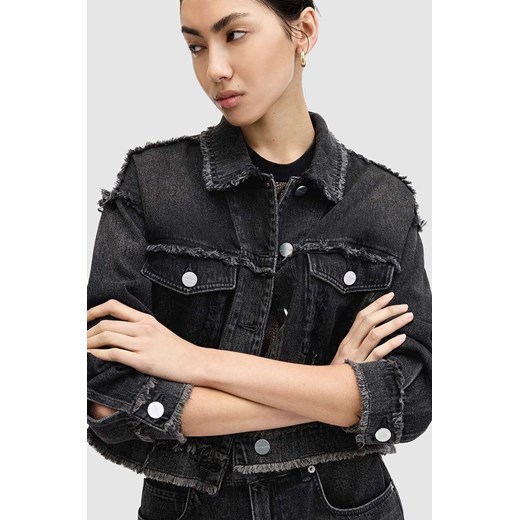 AllSaints kurtka jeansowa CLAUDE FRAY JACKET damska kolor czarny przejściowa 34 ANSWEAR.com
