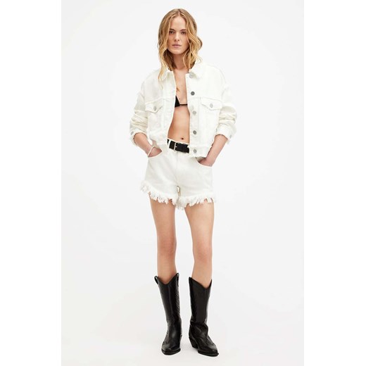 AllSaints kurtka jeansowa CLAUDE FRAY JACKET damska kolor biały przejściowa 34 ANSWEAR.com