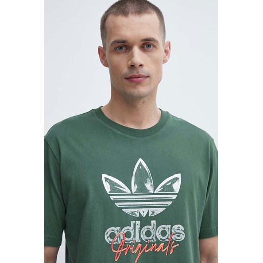 adidas Originals t-shirt bawełniany męski kolor zielony z nadrukiem IS0228 ze sklepu ANSWEAR.com w kategorii T-shirty męskie - zdjęcie 171535766