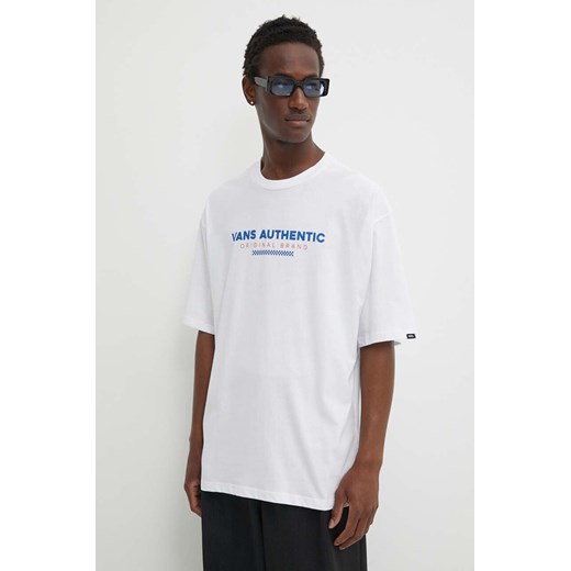 Vans t-shirt bawełniany męski kolor biały z nadrukiem ze sklepu ANSWEAR.com w kategorii T-shirty męskie - zdjęcie 171535786