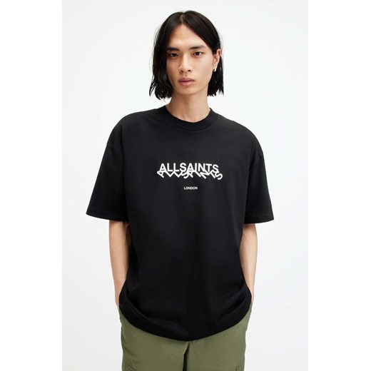 AllSaints t-shirt bawełniany SLANTED SS CREW męski kolor czarny z nadrukiem M ANSWEAR.com