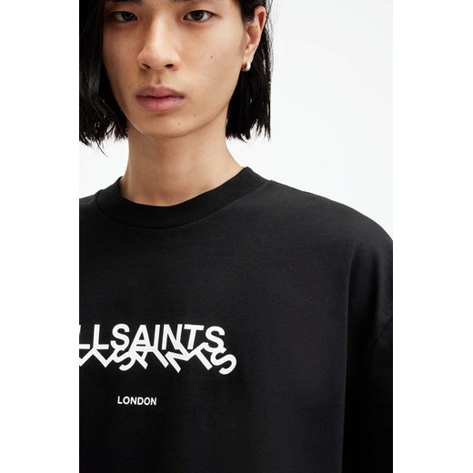 AllSaints t-shirt bawełniany SLANTED SS CREW męski kolor czarny z nadrukiem XL ANSWEAR.com