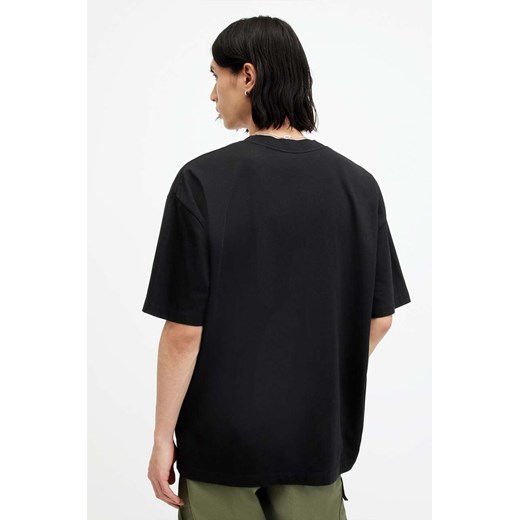 AllSaints t-shirt bawełniany SLANTED SS CREW męski kolor czarny z nadrukiem XS ANSWEAR.com