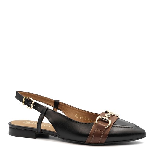 Czarne delikatne sandały z ozdobą 263W ze sklepu NESCIOR w kategorii Balerinki - zdjęcie 171536156