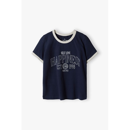 T-shirt dziewczęcy granatowy - Happiness - Lincoln&Sharks ze sklepu 5.10.15 w kategorii Bluzki dziewczęce - zdjęcie 171536809