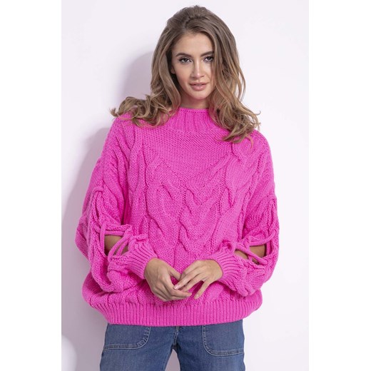 Luźny sweter damski, różowy, Fobya ze sklepu 5.10.15 w kategorii Swetry damskie - zdjęcie 171536836