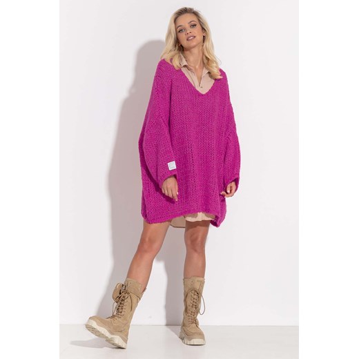 Różowy długi sweter - tunika oversize Fobya Fobya 34/36 wyprzedaż 5.10.15