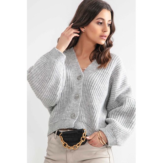 Damski rozpinany sweter oversize Fobya szary Fobya L/XL 5.10.15