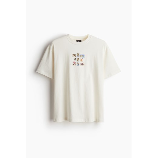 H & M - T-shirt z nadrukiem Loose Fit - Biały H & M 3XL H&M