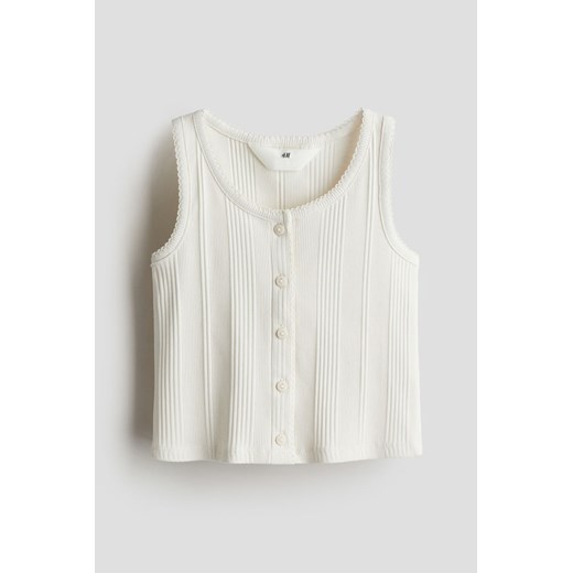 H & M - Top z bawełnianego dżerseju - Biały ze sklepu H&M w kategorii Bluzki dziewczęce - zdjęcie 171537296