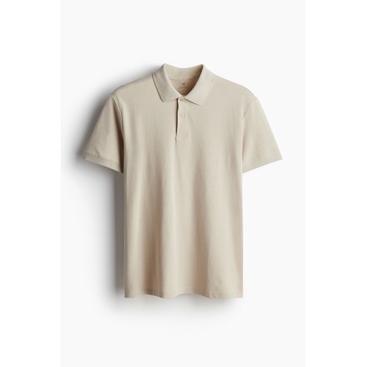 H & M - Top polo z piki Regular Fit - Beżowy H & M L H&M