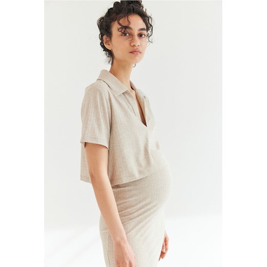 H & M - MAMA Komplet w prążki 2-częściowy - Beżowy ze sklepu H&M w kategorii Odzież ciążowa - zdjęcie 171537518