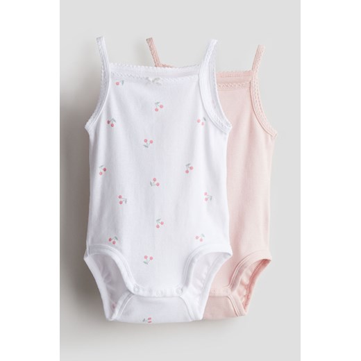 H & M - Bawełniane body bez rękawów 2-pak - Różowy ze sklepu H&M w kategorii Odzież dla niemowląt - zdjęcie 171537567