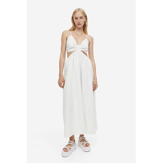 H & M - Popelinowa sukienka z wycięciami - Biały H & M XS H&M