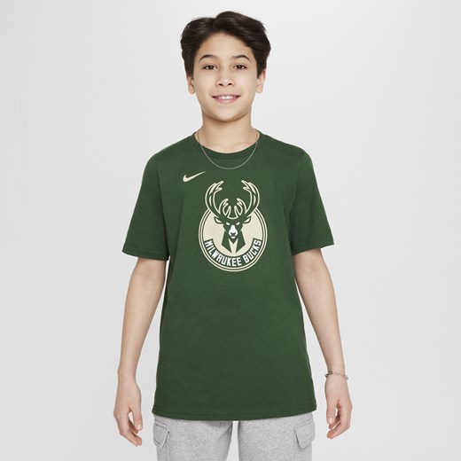 T-shirt z logo dla dużych dzieci (chłopców) Nike NBA Milwaukee Bucks Essential - Nike L Nike poland