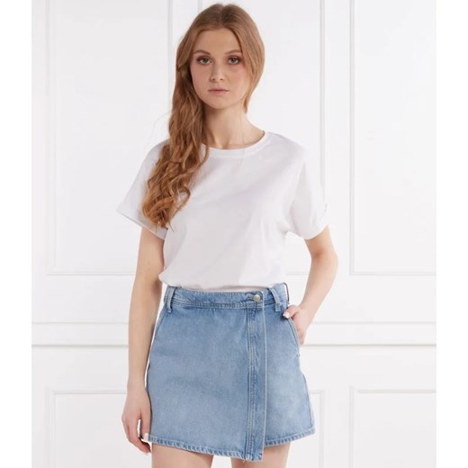Biała bluzka damska Pepe Jeans na lato z okrągłym dekoltem z krótkim rękawem