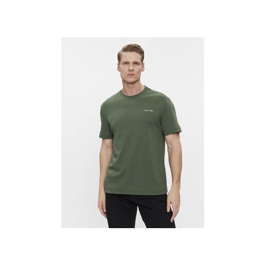 Calvin Klein T-Shirt Micro Logo Interlock K10K109894 Zielony Regular Fit ze sklepu MODIVO w kategorii T-shirty męskie - zdjęcie 171540265