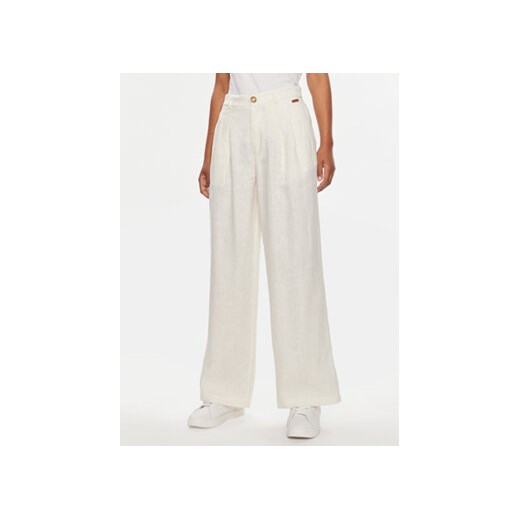 Pepe Jeans Spodnie materiałowe Mae PL211740 Écru Regular Fit ze sklepu MODIVO w kategorii Spodnie damskie - zdjęcie 171540767