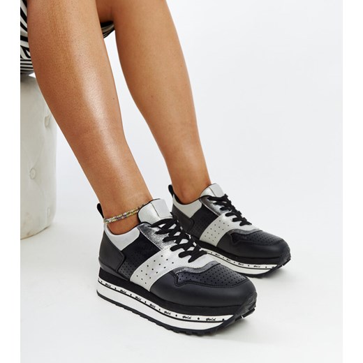 Czarne sneakersy na wysokiej podeszwie Askalua ze sklepu gemre w kategorii Buty sportowe damskie - zdjęcie 171541359