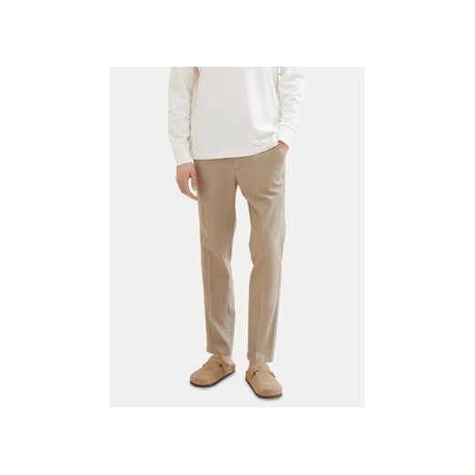 Tom Tailor Denim Spodnie materiałowe 1040251 Beżowy Tapered Fit ze sklepu MODIVO w kategorii Spodnie męskie - zdjęcie 171543169