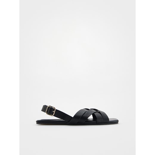 Reserved - Skórzane sandały z paskami - czarny ze sklepu Reserved w kategorii Sandały damskie - zdjęcie 171543655
