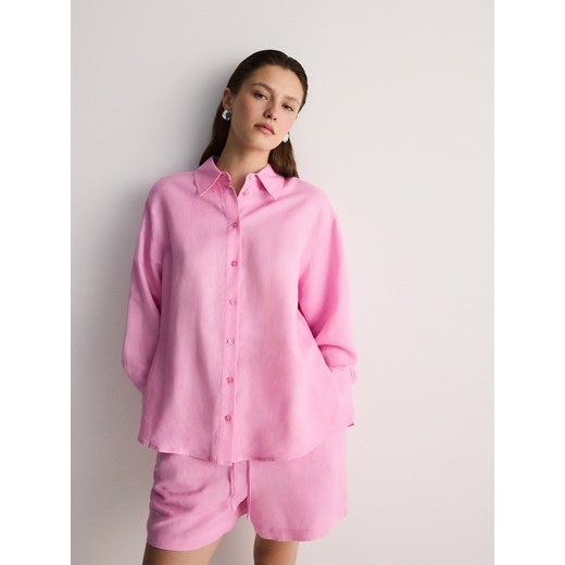 Reserved - Koszula z lnem - różowy ze sklepu Reserved w kategorii Koszule damskie - zdjęcie 171544108