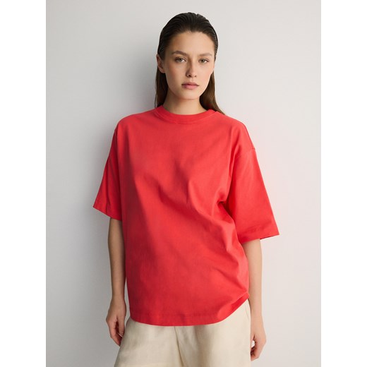 Reserved - T-shirt oversize - czerwony ze sklepu Reserved w kategorii Bluzki damskie - zdjęcie 171544189