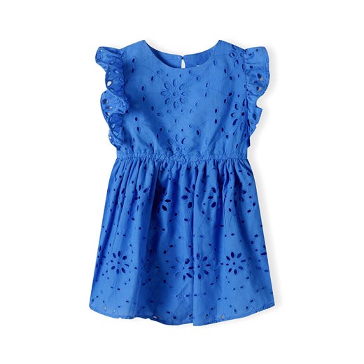 Letnia dziewczęca sukienka niebieska z haftowanej tkaniny Minoti 134/140 5.10.15