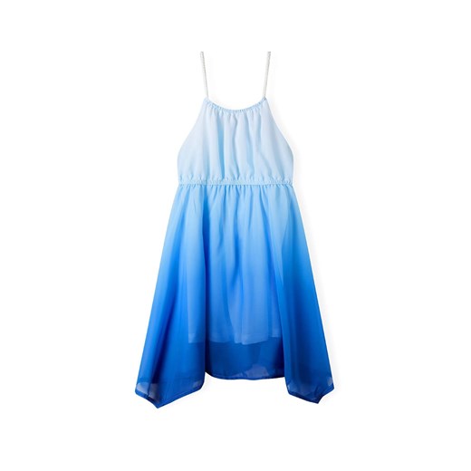 Lekka sukienka na ramiączkach z asymetrycznym dołem - niebieska Minoti 128/134 5.10.15