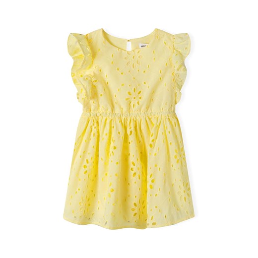 Letnia dziewczęca sukienka żółta z haftowanej tkaniny Minoti 134/140 5.10.15