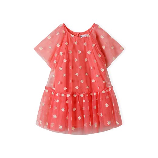 Czerwona tiulowa sukienka w kwiatki dla niemowlaka Minoti 86/92 5.10.15