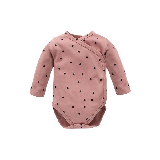 Kopertowe body z długim rękawem - różowe w groszki TRES BIEN - Pinokio ze sklepu 5.10.15 w kategorii Body niemowlęce - zdjęcie 171546078