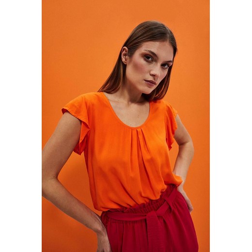 Pomarańczowa bluzka z krótkim rękawem ze sklepu 5.10.15 w kategorii Bluzki damskie - zdjęcie 171546089