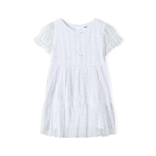 Tiulowa biała sukienka dziewczęca z błyszczącymi elementami ze sklepu 5.10.15 w kategorii Sukienki dziewczęce - zdjęcie 171546099