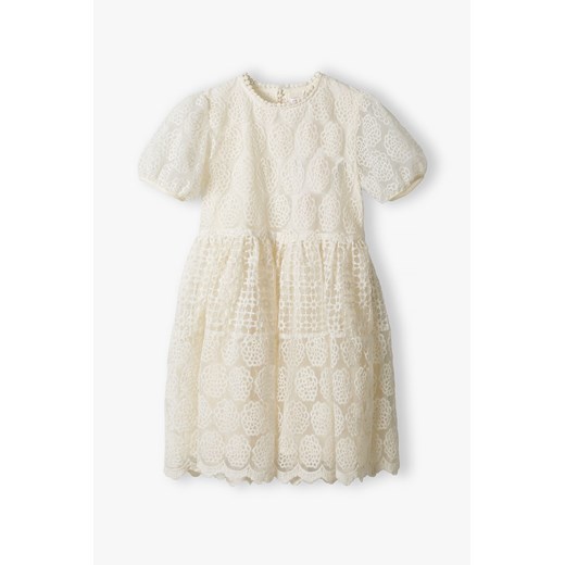 Elegancka koronkowa sukienka dla dziewczynki - ecru - Max&Mia ze sklepu 5.10.15 w kategorii Sukienki dziewczęce - zdjęcie 171546108