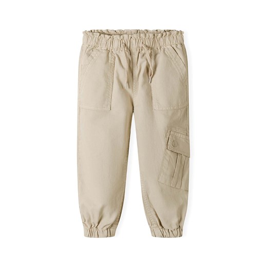 Spodnie bojówki beżowe z bawełny dla dziewczynki ze sklepu 5.10.15 w kategorii Spodnie dziewczęce - zdjęcie 171546136