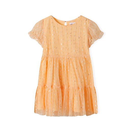Tiulowa pomarańczowa sukienka z błyszczącymi elementami ze sklepu 5.10.15 w kategorii Sukienki dziewczęce - zdjęcie 171546139
