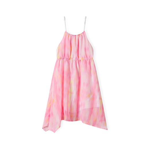 Lekka sukienka na ramiączkach z asymetrycznym dołem- różowa ze sklepu 5.10.15 w kategorii Sukienki dziewczęce - zdjęcie 171546145