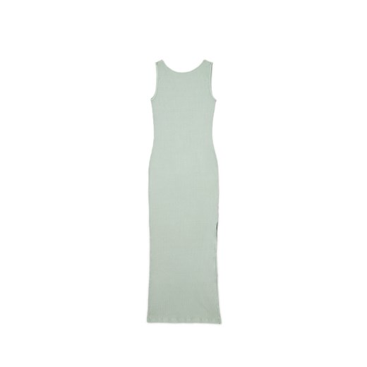 Cropp - Prążkowana oliwkowa sukienka midi - zielony ze sklepu Cropp w kategorii Sukienki - zdjęcie 171546727