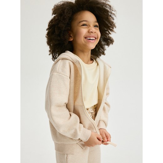 Reserved - Rozpinana bluza z kapturem - beżowy ze sklepu Reserved w kategorii Bluzy dziewczęce - zdjęcie 171547066