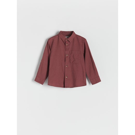 Reserved - Koszula z lnem - kasztanowy ze sklepu Reserved w kategorii Koszule chłopięce - zdjęcie 171547076