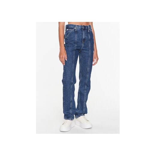 Calvin Klein Jeans Jeansy J20J220634 Granatowy Straight Fit ze sklepu MODIVO w kategorii Jeansy damskie - zdjęcie 171548548