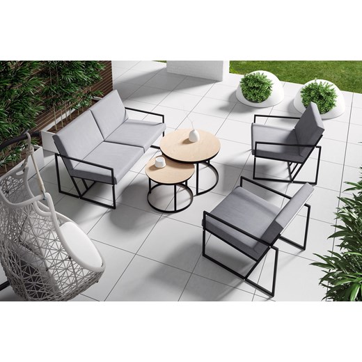 Zestaw mebli ogrodowych Sun 1 - sofa 2-osobowa 2 fotele stolik 2w1 metalowy Pm One Size promocja George Azzar