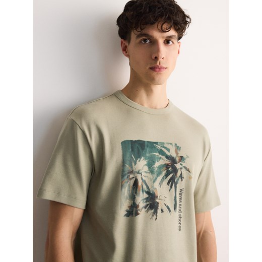 Reserved - T-shirt regular z nadrukiem - jasnozielony ze sklepu Reserved w kategorii T-shirty męskie - zdjęcie 171549468