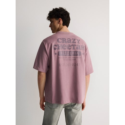 Reserved - T-shirt oversize z aplikacją - jasnofioletowy ze sklepu Reserved w kategorii T-shirty męskie - zdjęcie 171549497