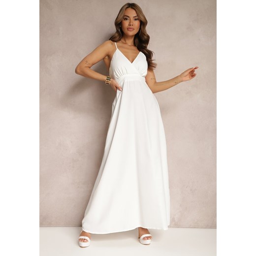 Biała Kopertowa Sukienka o Rozkloszowanym Fasonie na Ramiączkach Piavana ze sklepu Renee odzież w kategorii Sukienki - zdjęcie 171550076