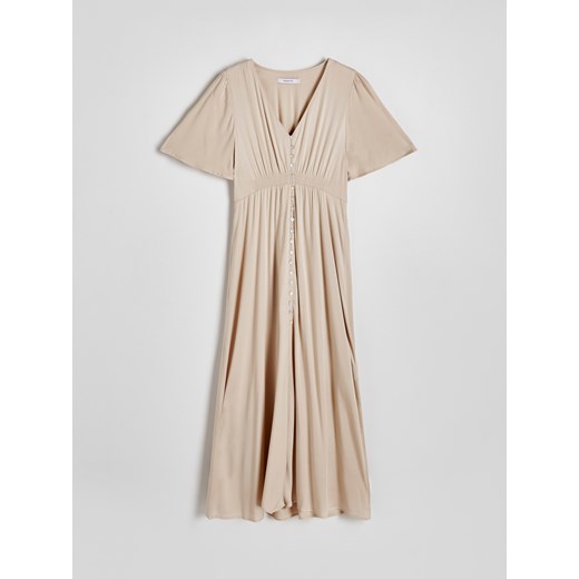 Reserved - Sukienka z wiskozy - beżowy Reserved S Reserved