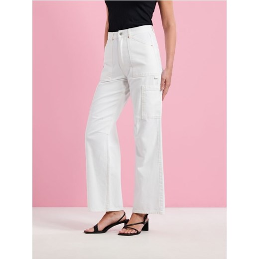 Sinsay - Jeansy wide leg - biały Sinsay 40 Sinsay