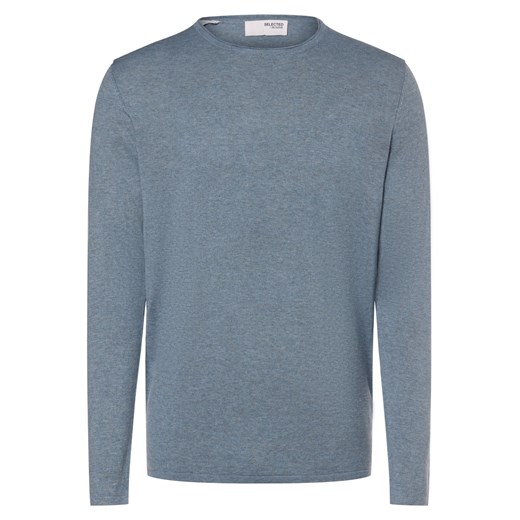 Selected Sweter - SLHRome Mężczyźni Bawełna jasnoniebieski marmurkowy ze sklepu vangraaf w kategorii Swetry męskie - zdjęcie 171552265